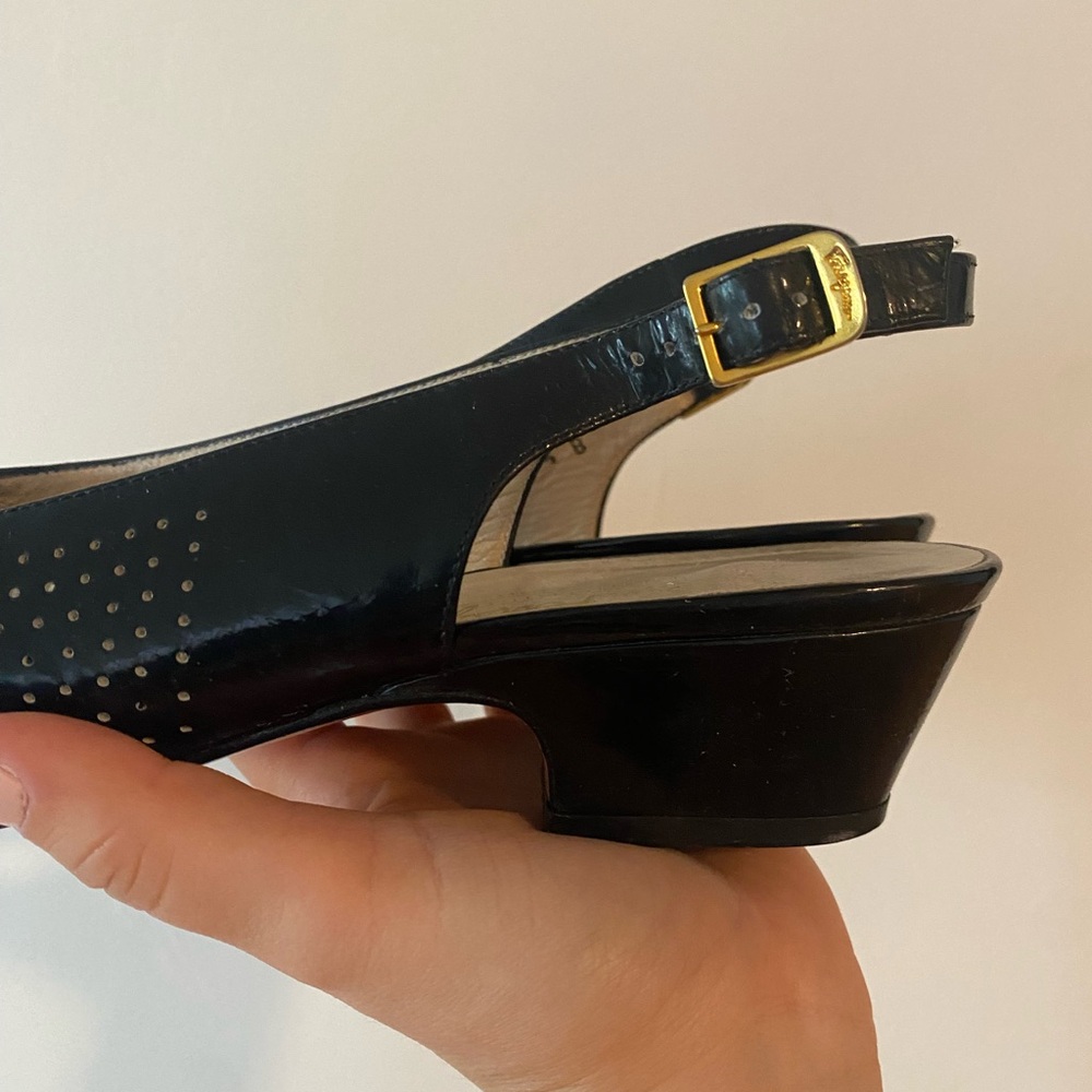 Salvatore Ferragamo - Vintage Black Patent Italian Leather Loafer - Size 9.5 - Picture 6 of 16